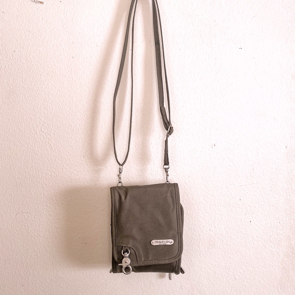 dusty olive green crossbody travel purse • locking